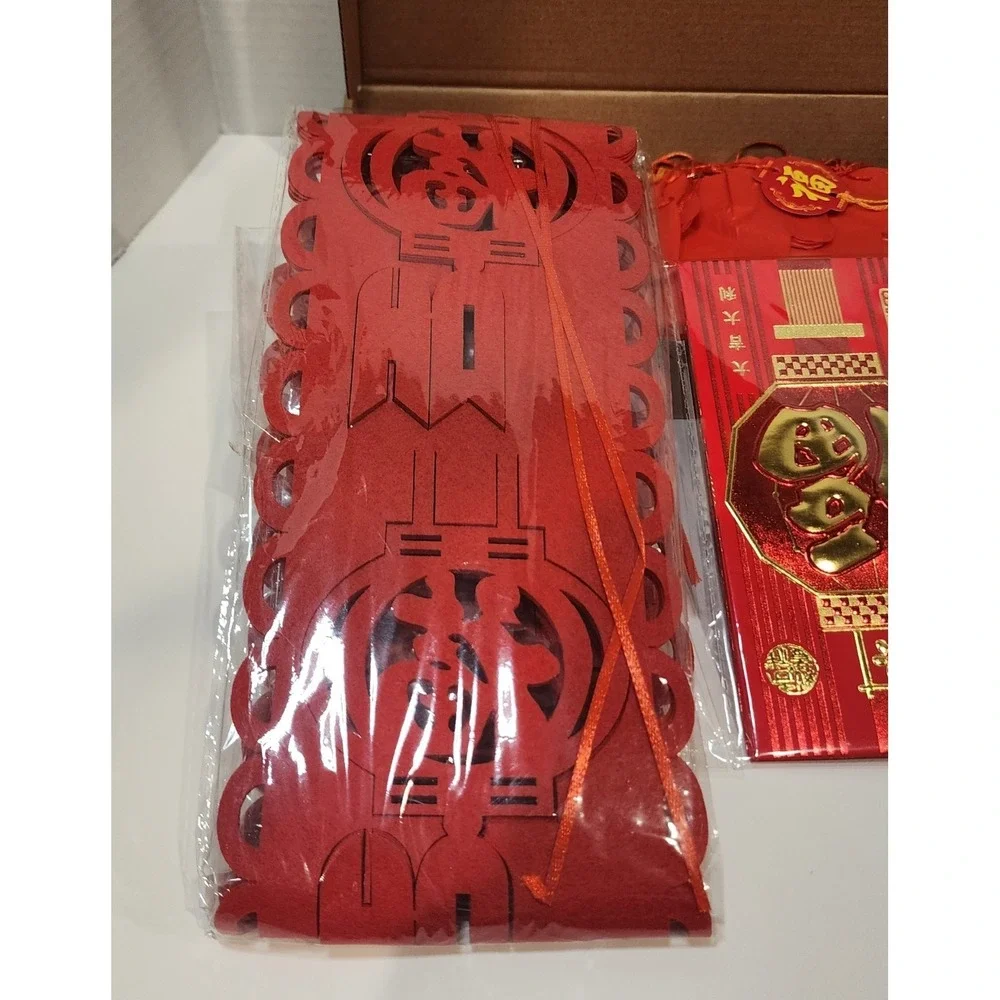 Chinese New Year Decoration Kit Red Envelopes Banners Hanging Decor Set